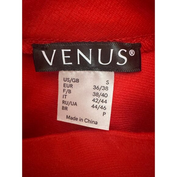 Venus Red Lace Long Sleeves Ruffle Knit Top Size S Christmas Holiday Evening - Picture 5 of 9